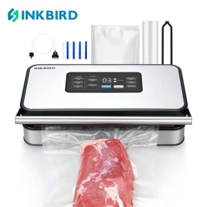 INKBIRD INK-VS04 Macchina per sottovuoto per alimenti domestici Taglierina incorporata e conservazione dei sacchetti, con protezione dal surriscaldamento, modalità asciutta/umidificazione/liquida