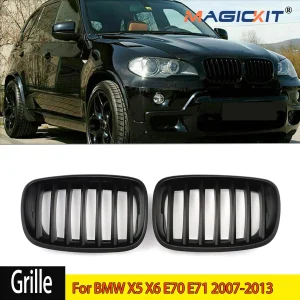 Griglia per cofano anteriore per Auto griglie per reni griglia da corsa accessori per Auto coppia per BMW X5 X6 E70 E71 2007-2013 griglia nera opaca per Auto