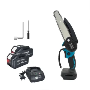 PATUOPRO Sega a catena da 6 pollici Sega elettrica a batteria Sega da giardino per alberi Utensili elettrici per taglio legno portatili adatti a batteria Makita 18V