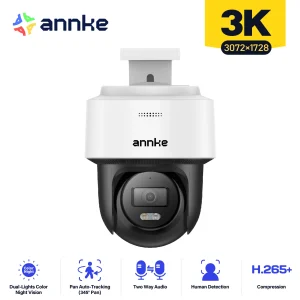 ANNKE 3K PoE PT Velocità Telecamera di sicurezza Visione notturna a colori Rilevazione del movimento Microfono incorporato Telecamere di protezione di sicurezza