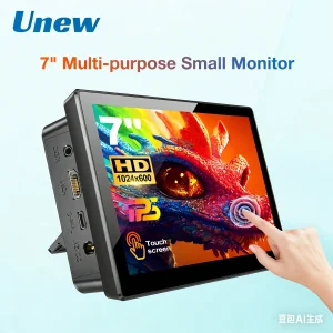 Unew 7″ Raspberry Pi 5 4 3 Monitor touchscreen 1024×600 Ventola altoparlante USB HDMI per unità Raspi gratuita adattata per Orange Pi