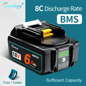 batterie makita 18 volt Batteria ricaricabile agli ioni di litio maid ley per elettroutensili Makita 18V 6000mAh 6.0Ah con sostituzione LED LXT BL1860B BL1860 BL1850 6A