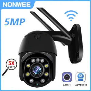 Telecamere di sorveglianza HD da 5 MP con Wifi CCTV Wireless Outdoor Smart Home PTZ Speed Dome Zoom 5X Monitoraggio automatico Visione notturna a colori