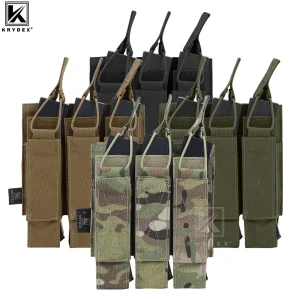 KRYDEX MP5 MP7 KRISS Triple Magazine Pouch Tattico modulare MOLLE Triple Open Top SMG Mag Pouch Carrier per Airsoft Attrezzatura da caccia