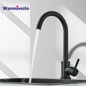 Rubinetto da cucina opaco Lavelli da ponte Rubinetto ad arco alto Girevole da 360 gradi Miscelatore acqua calda fredda