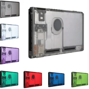 eXtremeRate Piastra posteriore per console trasparente personalizzata Custodia di ricambio fai-da-te per console Nintendo Switch con cavalletto