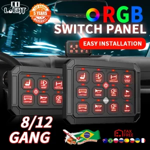 COLIGHT 12 Gang Pannello interruttori LED universali 12V Controllo on-off della luce Sistema di relè elettronico sottile per auto 4×4 SUV Barca Roulotte
