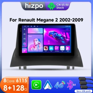 Hizpo 2Din Android 14 Per Renault Megane 2 2002-2009 Autoradio Stereo Multimedia Video Player Navigazione GPS Unità Principale Carplay