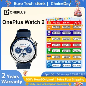 Nuovo Smartwatch OnePlus Watch 2 Schermo AMOLED da 1,43 pollici Batteria da 500 mAh 100+ modalità sportive 2 GB + 32 GB 46 mm WiFi GPS IP68 Google Pay