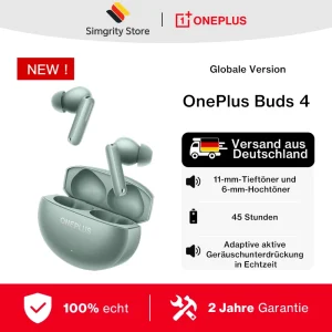 Versione globale OnePlus Buds 4 Auricolari true wireless fino a 55 dB Cancellazione del rumore ANC Doppio driver con doppio DAC Bluetooth 5.4