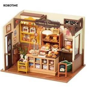 Robotime Rolife Becka’s Baking House Kit modello in miniatura 3D in legno fai-da-te per bambini – Giocattolo per la decorazione della casa di facile montaggio