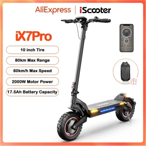iScooter  Ix7pro Scooter elettrico 17.5Ah 2000W Dual Drive Scooter 10 pollici antiscivolo fuoristrada pneumatico Kick Scooter 60 KM/H velocità con APP