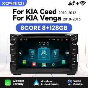 Wireless Carplay Car Multimedia Player per Kia Ceed 2010 2011 2012 Venga Android 14 Stereo Radio No DVD GPS Glonass 8 + 128GB DSP