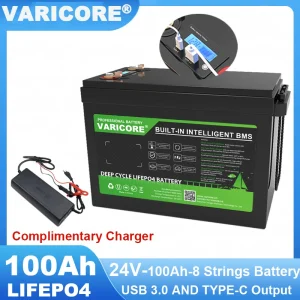 VariCore 24V/25.6v 100AH LiFePO4 Batteria al litio USB3.0 Tipo-C Uscita per carrello da golf Accendisigari per auto Batterie 29.2V Caricatore Tax Free