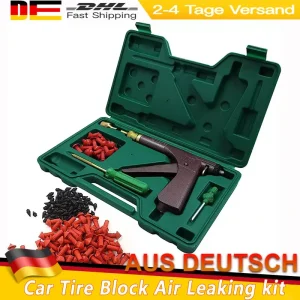 Kit di riparazione professionale per foratura di riparazione pneumatici senza camera d’aria per bici da auto Pistola per riparazione pneumatici sottovuoto Kit di perdite per riparazione pneumatici per