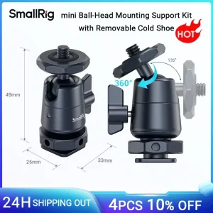 Mini testa a sfera SmallRig con supporto per pattino freddo rimovibile 360 °   Testa a sfera panoramica per fotocamera/microfono/monitor/luce video LED 2948