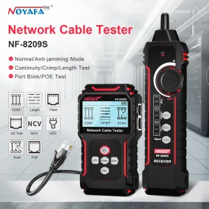 NOYAFA NF-8209S Tester per cavi di rete Localizzatore per cavi Display LCD Poe Checker Cat5 Cat6 Misura lunghezza Wiremap Tester Strumenti di rete