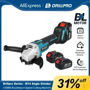 Drillpro 125MM M14 smerigliatrice angolare elettrica senza spazzole macchina da taglio a 4 velocità utensile elettrico a batteria al litio per batteria Makita 18V