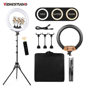 Nuova luce ad anello per foto professionale da 22 pollici con supporto regolabile da 2M, colore 3200-6500k luminosità LED lampring per TikTok YouTube