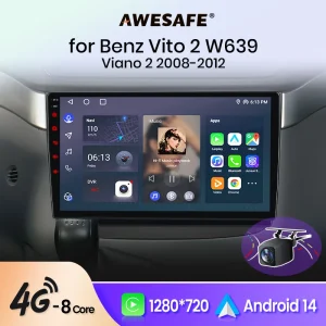 Wireless CarPlay per Apple Android Auto Autoradio GPS per Mercedes-Benz Vito 2 W639 Viano 2 2008-2012 Multimedia RDS 4G WiFi