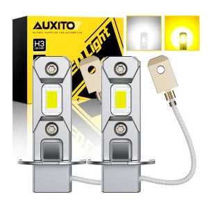 AUXITO 2 pezzi H3 lampadina a LED fendinebbia gialla 12V Canbus senza errori H3 LED fendinebbia luci di guida DRL Fanless Plug and Play