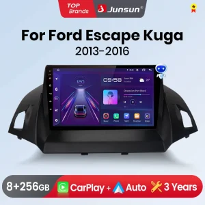 Junsun Wireless CarPlay Android Auto Autoradio Per Ford Escape Kuga 2 C-MAX 2013-2016 GPS Sistema Multimediale 2din