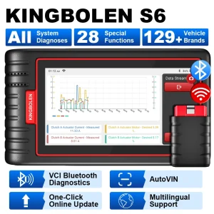 KINGBOLEN S6 Sistema completo Scanner OBD2 Strumento diagnostico professionale con 28 funzioni di ripristino Strumento di scansione EOBD FCA SGW Aggiornamento gratuito