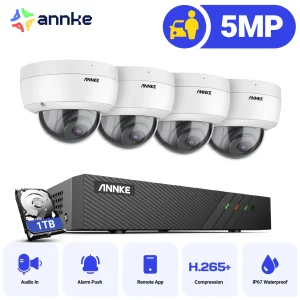 ANNKE 5MP FHD POE sistema di sicurezza Video di rete H.265 + 6MP NVR con telecamere POE di sorveglianza resistenti alle intemperie da 5mp Audio in telecamera Ip