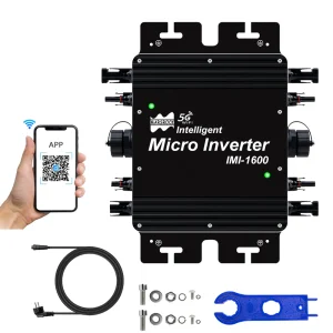Inverter solare MPPT da 1600 W su rete 20-50 V CC con funzione WiFi 4 interfacce per pannello solare e per rete domestica da 120 V CA o 230 V CA