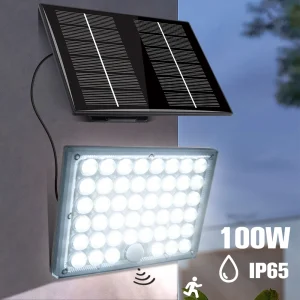 Proiettore solare a LED Faretto impermeabile per esterni Sensore di movimento di sicurezza Lampada da parete a 3 modalità per edifici da giardino in garage