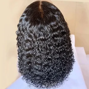 Parrucche Bob in Capelli Umani con Onde Profonde Senza Colla, Densità 180, Pre-Tagliate, con Pizzo Trasparente, Pre-Pizzicata, Nodi Sbiancati, per Donne