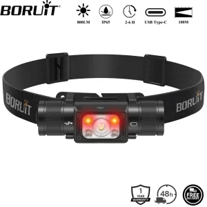 BORUiT HP340/HP350 LED Potente lampada frontale Tipo-C Faro ricaricabile Impermeabile Camping Pesca Testa Torcia Lanterna