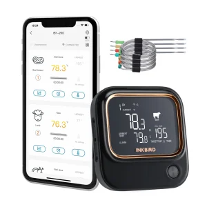 INKBIRD BBQ con 4/6 sonde per uso alimentare Termometro IBT-26S Bluetooth Wi-Fi APP Controllo USDA Preimpostazioni di carne Allarme timer LCD retroilluminato