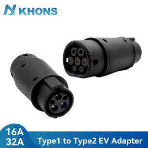 Khons Adattatore per auto elettrica da Type1 a Type2 EVES Converter Sae J1772 a IEC62196-2 EV Connettore di ricarica per auto elettrica Type2
