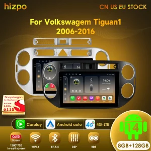 Hizpo AI Voce Android Auto Radio per VW Volkswagen Tiguan 1 NF 2006 2008-2016 4G Auto Multimedia GPS 2din Wireless CarPlay 6115