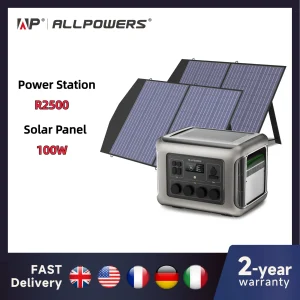 Generatore solare ALLPOWERS R2500 2500 W (picco 4000 W), centrale elettrica portatile LiFePO4 da 2016 Wh con pannello solare 4 prese CA per la casa