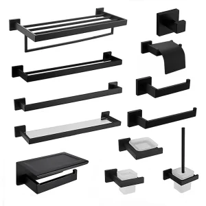 SEKOVA Nero 304 Portasciugamani in acciaio inossidabile Spazzola per WC Porta carta Dispenser di sapone Portasciugamani Gancio Hardware per il bagno