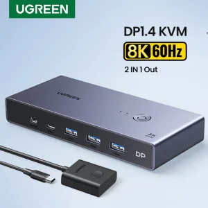 UGREEN DP 1.4 Switch 8K 60Hz KVM Switch 2 PCs condivisione Display stampante tastiera Mouse DP cavo Display porta Switcher Converter