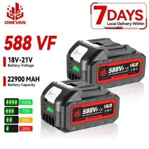 ONEVAN 18V 588VF 22900mAh Batteria agli ioni di litio Batteria ricaricabile con caricabatterie per chiave elettrica Motosega Batteria per utensili elettrici
