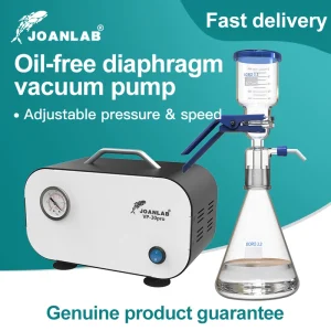 JOANLAB DC 12v Mini Pompa per vuoto d’aria a membrana senza olio Pompa per filtro da laboratorio a pressione regolabile Attrezzatura da laboratorio portatile