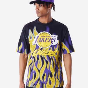 New Era Flame Lakers M – Abbigliamento Basket – Uomo – Nero