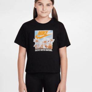 Nike Crop Spring Print Jr – T-shirt – Nero