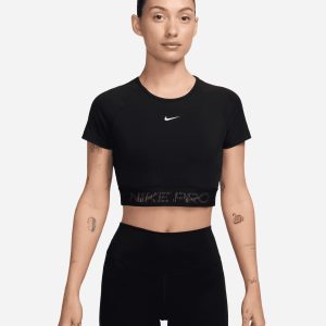 Nike Crop Pro W – T-shirt Training – Donna – Nero
