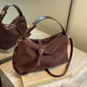 Borse a tracolla e a tracolla con cuscino in finta pelle scamosciata con cerniera Borse semplici solide di alta qualità per le donne 2024 Moda classica versatile