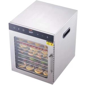 SucceBuy Disidratatore per alimenti da 10 vassoi Macchina in acciaio inossidabile 800W/1000W Essiccatore per frutta per verdure domestiche con timer digitale