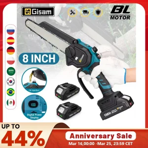Sega elettrica senza spazzole da 8 pollici, motosega a batteria, sega a catena portatile per lavorazione del legno, attrezzo da taglio per giardino, compatibile con batteria Makita 18V