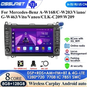 8GB 128GB Carplay 4G-LTE Android 14 Autoradio per Mercedes Benz B200 Sprinter W906 W639 AB Classe W169 W245 Viano Vito GPS DSP BT