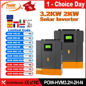 PowMr 3.2KW 24V inverter solari ibridi 12V V lavaggio sinusoidale puro 80A MPPT regolatore di carica solare carica batteria al litio con WIFI