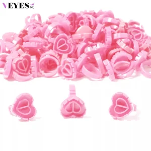Veyellash disinfezione anello di colla tazza di estensione delle ciglia a forma di cuore 100 pezzi supporto per colla tazza di colla di plastica colorata per il trucco