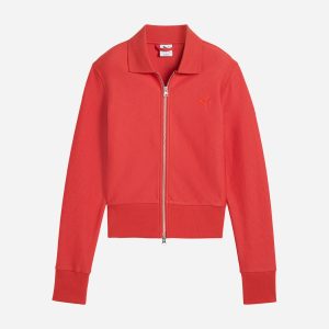 Puma Jacquard Premium W – Felpa – Donna – Rosso